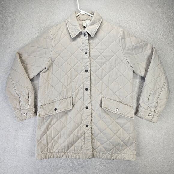 Joie Jacket Womens S Oversized Tan Quilted Snap Closure Shacket Barn Chore - Picture 1 of 13